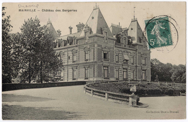 DRAVEIL. - Château des Bergeries. Diot, 1 mot, 5 c, ad. 