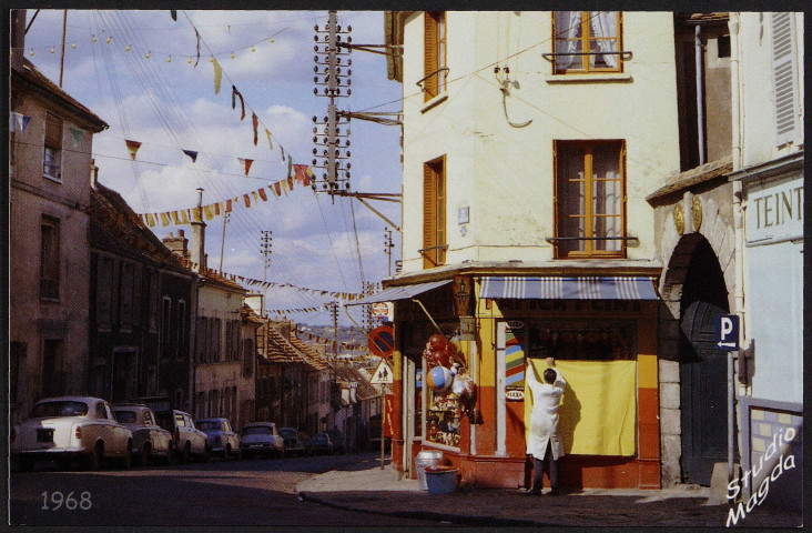 Montlhéry.- La droguerie Ruffier dans la rue de la Chapelle (1968). 