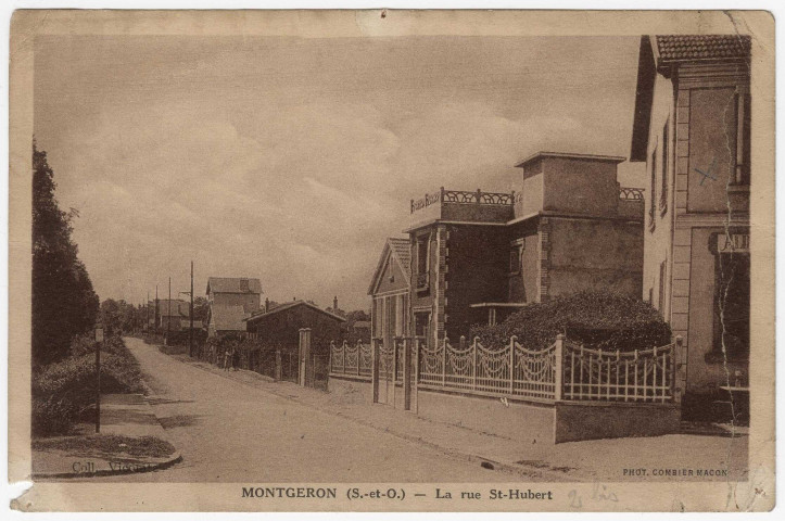 MONTGERON. - La rue Saint-Hubert [Editeur Combier, Vicomte, sépia]. 