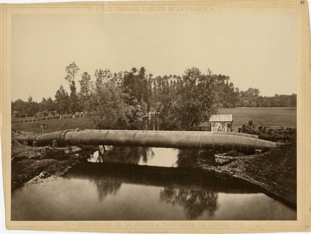 ESSONNE (Département).- Dérivation de la vanne, traversée de l'Orge, [vers 1900], N et B. Dim. 24 x 33 cm. 