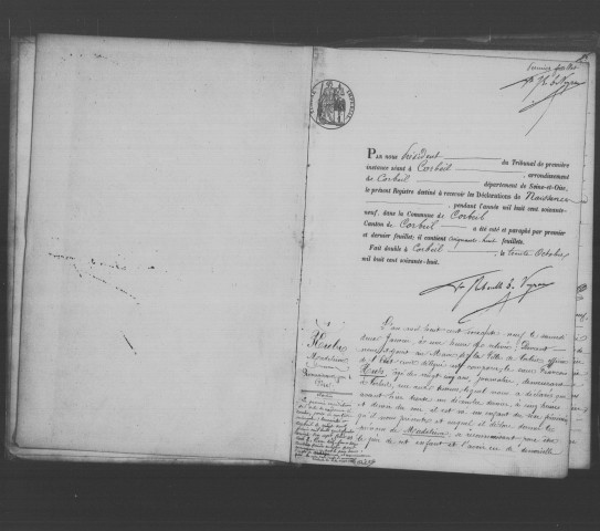 CORBEIL. Naissances : registre d'état civil (1869). 