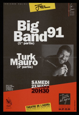 EVRY.- Jazz : Big Band 91 et Turk Mauro, Théâtre de l'Agora, [23 mars 1991]. 
