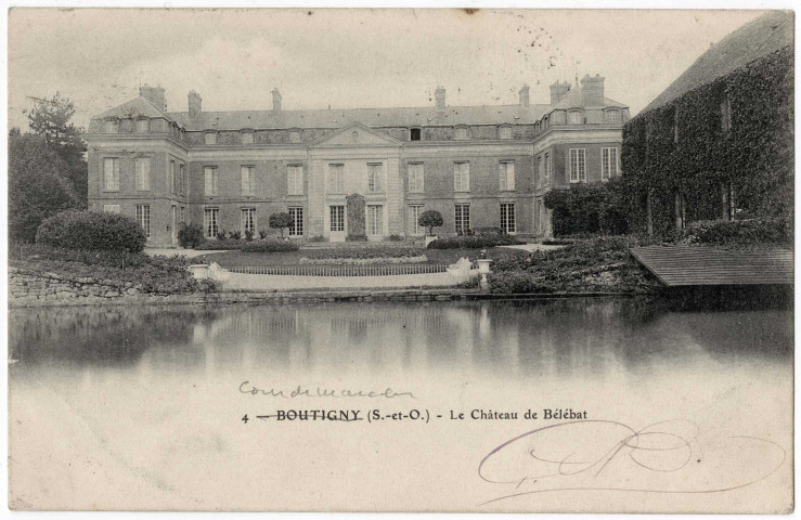 COURDIMANCHE-SUR-ESSONNE. - Le château de Bélébat, Mulard, 1904, 1 mot, ad. 