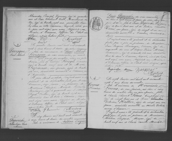 ESSONNES. Naissances : registre d'état civil (1867-1872). 