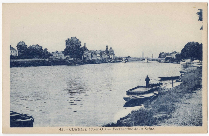 CORBEIL-ESSONNES. - Perspective de la Seine, Photo édition, bleutée. 