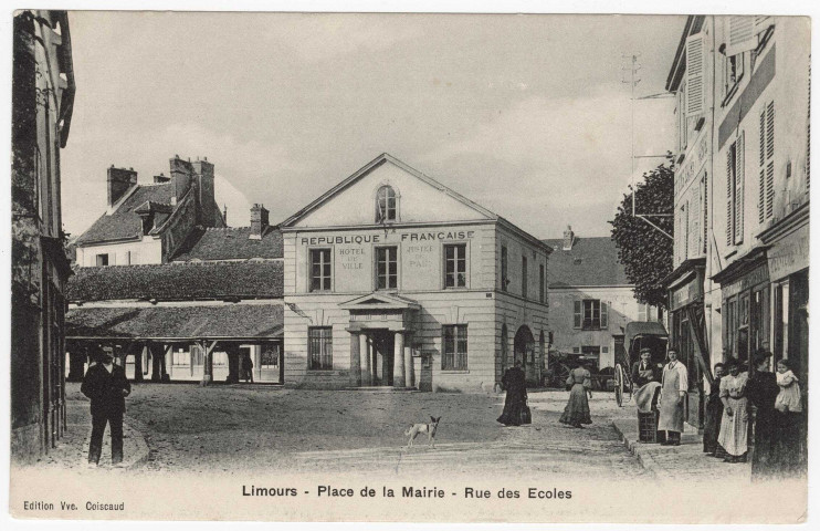LIMOURS-EN-HUREPOIX. - Place de la mairie. Rue des Ecoles. Veuve Coiscaud, cl. 19A17e. 