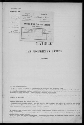 SAINT-SULPICE-DE-FAVIERES. - Matrice des propriétés bâties [cadastre rénové en 1933]. 
