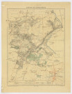Plan du canton de LONGJUMEAU, gravé et imprimé par ERHARD à PARIS. (Encadré : plan de la ville de LONGJUMEAU, chef-lieu de canton à l'échelle 1/10 000 en bas à droite du plan). Ech. 1/40 000. Coul. Dim. 0,65 x 0,50. [mention manuscrite : aux archives de Seine-et-Oise, suivi de la date du 12 Avril 1891]. [mauvais état]. 