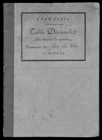 SOISY-SUR-ECOLE. Tables décennales (1792-1902). 