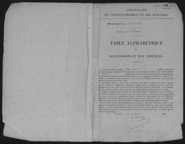 LIMOURS - Bureau de l'enregistrement. - Table des successions (1863 - 1876). 