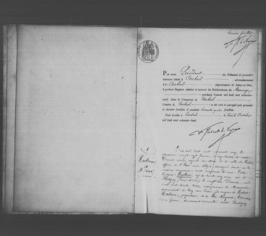 CORBEIL. Mariages : registre d'état civil (1869). 