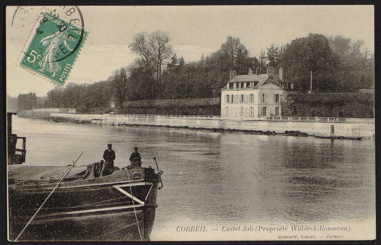 Corbeil-Essonnes.- "Castel joli" (propriété Waldeck-Rousseau) et la Seine (28 août 1910). 