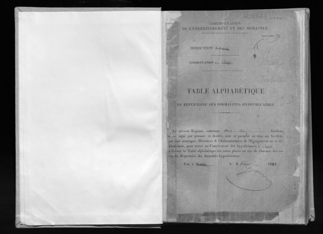 Volume n° 18 : HOUDE-JOUVANTE (registre ouvert en 1849).
