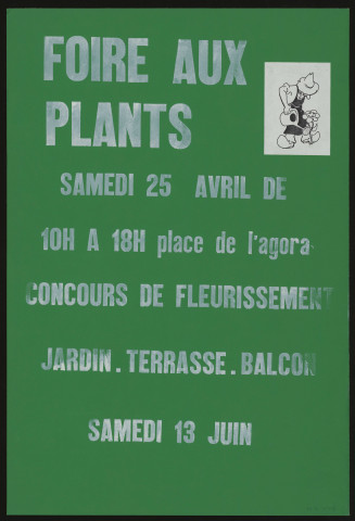 EVRY. - Foire aux plants, concours de fleurissement des jardins, terrasses, balcons, Place de l'Agora, 25 avril, 13 juin 1981. 
