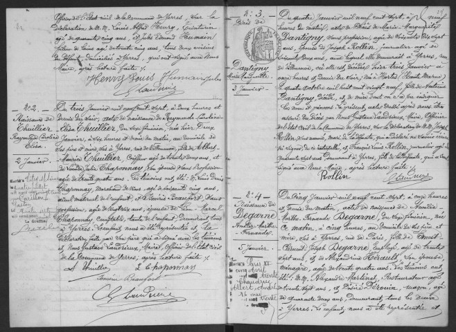 YERRES. - Naissances, mariages, décès : registre d'état civil.