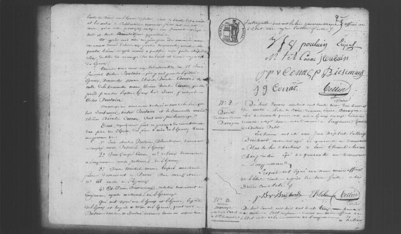 LONGJUMEAU. Naissances, mariages, décès : registre d'état civil (1833-1837). 