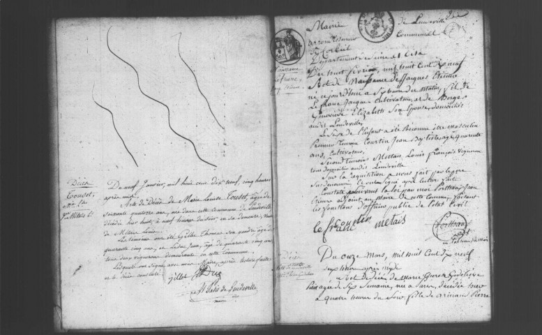 LEUDEVILLE. Naissances, mariages, décès : registre d'état civil (1819-1836). 