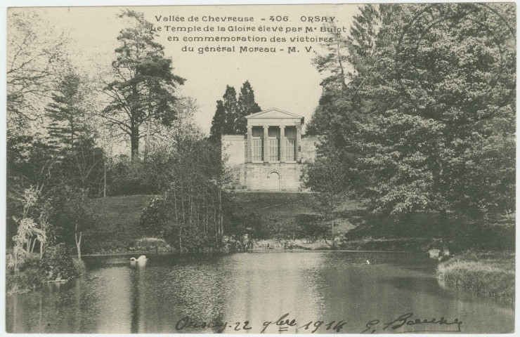 ORSAY. - Le temple de la gloire élevé par M. Bulot en commémoration des victoires du général Moreau. Edition MV, 1914. 