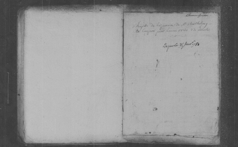 LONGPONT-SUR-ORGE. Paroisse Saint-Barthélémy : Baptêmes, mariages, sépultures : registre paroissial (1771-1780). 