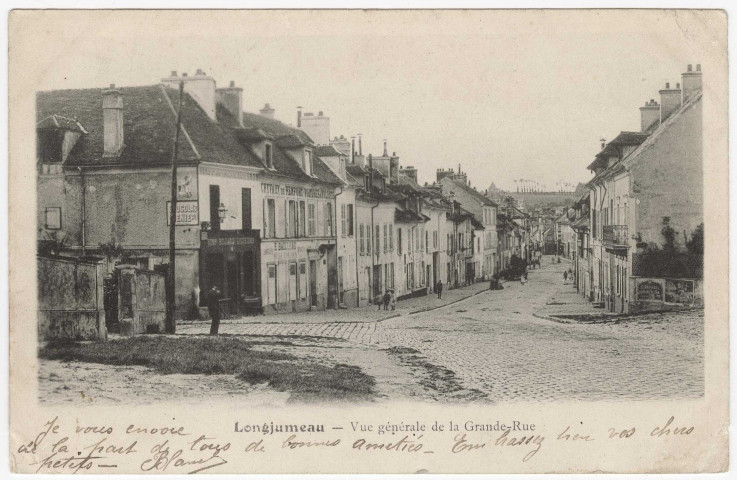 LONGJUMEAU. - La Grande-Rue. (1906), 2 lignes, 5 c, ad. 