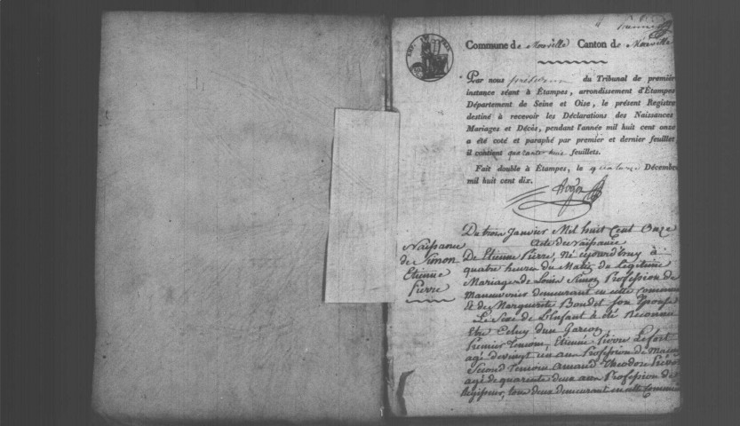 MEREVILLE . Naissances, mariages, décès : registre d'état civil (1811-1815). 