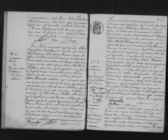 CHALO-SAINT-MARS. Naissances, mariages, décès : registre d'état civil (1884-1890). 