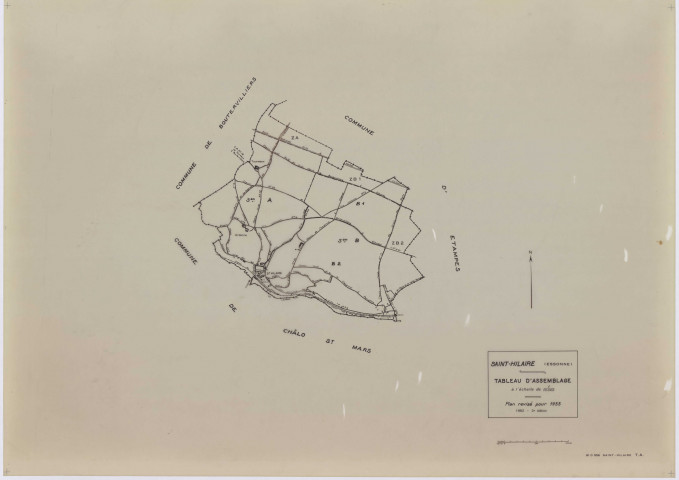 SAINT-HILAIRE, plans minutes de conservation : tableau d'assemblage, 1933, Ech. 1/10000 ; plans des sections A, B1, B2, 1933, Ech. 1/2500, sections ZA, ZB1, ZB2, 1959, Ech. 1/2000. Polyester. N et B. Dim. 105 x 80 cm [7 plans]. 
