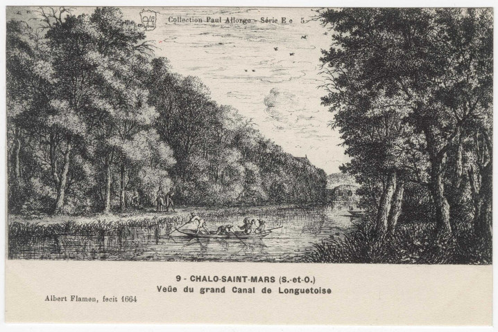 CHALO-SAINT-MARS. - Veüe du grand canal de Longuetoise, (d'après gravure de Flamen de 1664). Editeur Seine-et-Oise Artistique et Pittoresque. Collection Paul Allorge. 
