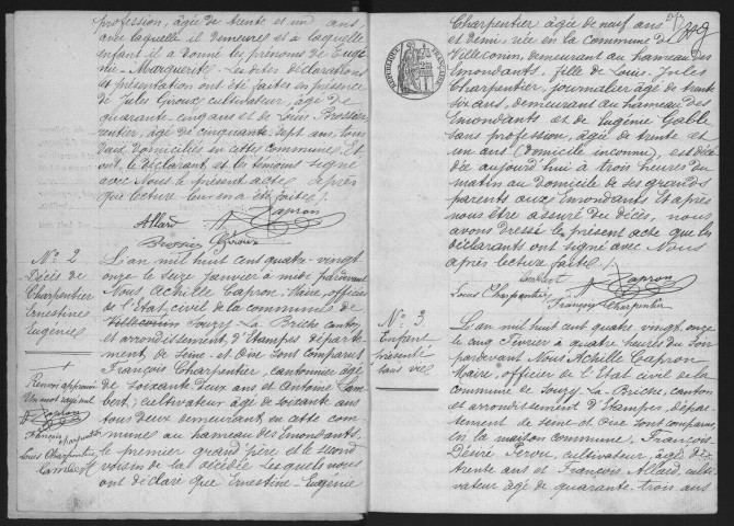 SOUZY-LA-BRICHE.- Naissances, mariages, décès : registre d'état civil (1891-1905). 