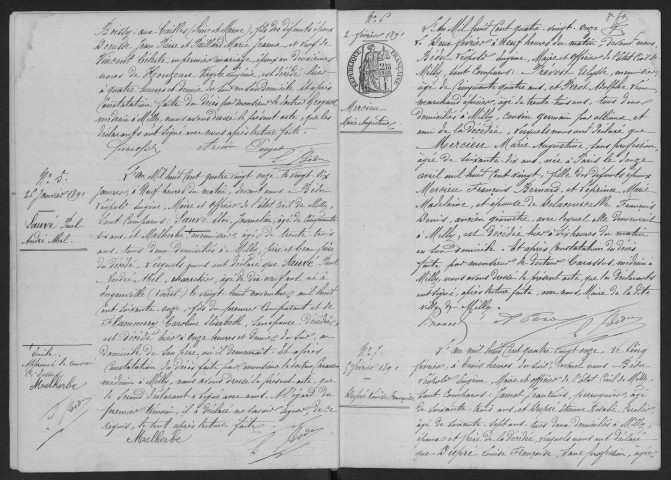 MILLY-LA-FORET. - Naissances, mariages, décès : registre d'état civil. 