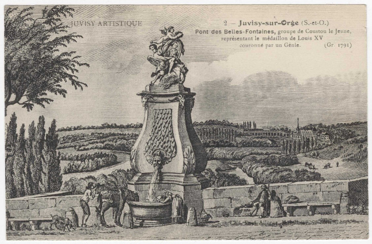JUVISY-SUR-ORGE. - Pont des Belles-Fontaines. Paul Allorge, 14 lignes, carte d'après dessin. 
