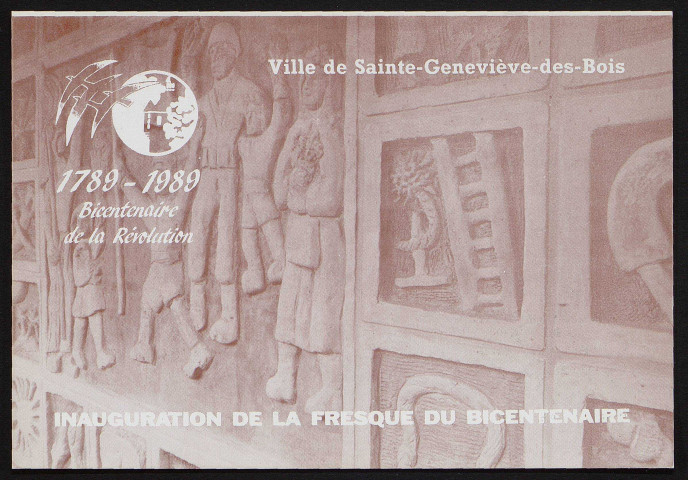 SAINTE-GENEVIEVE-DES-BOIS.- Inauguration de la fresque du bicentenaire de la Révolution française (septembre 1989). 