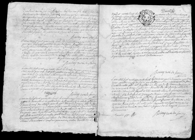 SOUZY-LA-BRICHE. - Registres paroissiaux. - Paroisse SAINT-LEU-SAINT-GILLES-DE-LA-BRICHE : baptêmes, mariages, sépultures, (1748) ; baptêmes et mariages, (1749-1770) ; sépultures, (1749-1772). Paroisse SAINT-MARTIN-DE-SOUZY : baptêmes, mariages, sépultures, (1748) ; baptêmes et mariages, (1749-1783) ; sépultures, (1749-1769). 