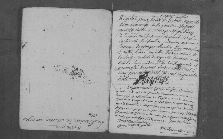 SAINTE-GENEVIEVE-DES-BOIS. Paroisse Sainte-Geneviève : Baptêmes, mariages, sépultures : registre paroissial (1759-1772). 