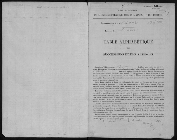 DOURDAN, bureau de l'enregistrement. - Tables des successions. - Vol. 17, 1869 - 1873. 