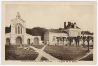 JANVILLE-SUR-JUINE. - L'église et la mairie. Rameau, sépia. 