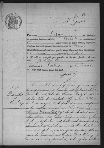CORBEIL.- Mariages : registre d'état civil (1899). 