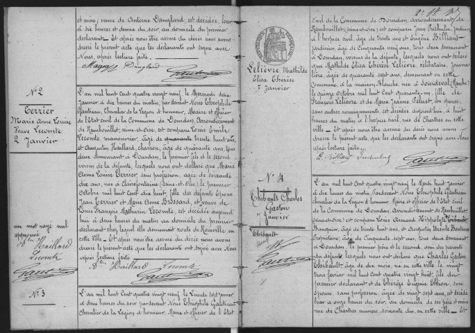 DOURDAN.- Décès : registre d'état civil (1889-1901). 