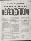 PARIS [Département]. - Décret n° 72-243 du 5 avril 1972 portant organisation du référendum, 5 avril 1972. 