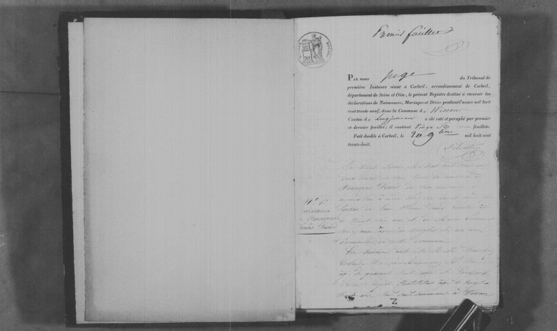 WISSOUS. Naissances, mariages, décès : registre d'état civil (1839-1846). 