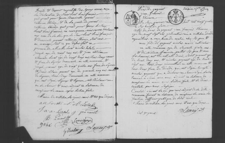 VILLEBON-SUR-YVETTE. Naissances, mariages, décès : registre d'état civil (1824-1839). 