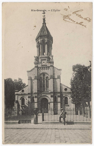RIS-ORANGIS. - L'église [Editeur Prévost, 1904, timbre à 5 centimes]. 