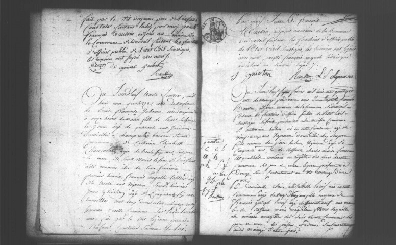 MAINVILLE (DRAVEIL). Naissances, mariages, décès : registre d'état civil (1814-1819). 