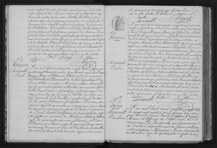 LEUDEVILLE. Naissances, mariages, décès : registre d'état civil (1883-1896). 