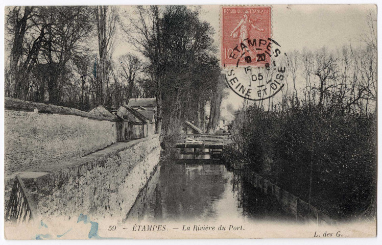 ETAMPES. - La rivière du port [Editeur L. des G., 1905, timbre à 10 centimes]. 