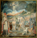 tableau ex-voto : le Baptême du Christ en compagnie de saint Roch et saint Aubin