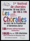 VARENNES-JARCY. - Les Choralies, 1er festival de chorales, dimanche 18 mai 2014 de 14 h à 19 h au parc de la Feuilleraie à VARENNES-JARCY. 