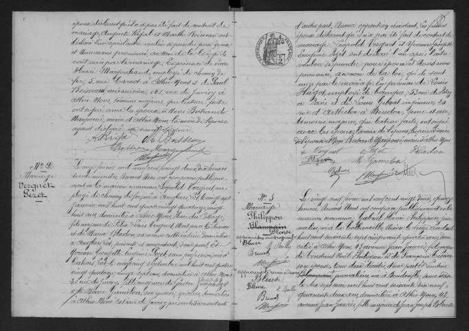 ATHIS-MONS.- Mariages : registre d'état civil (1922). 