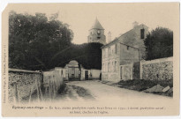 EPINAY-SUR-ORGE. - En face, ancien presbytère (vendu 6150 livres en 1793); à droite, presbytère actuel; au fond, clocher de l'église. Thévenet. 