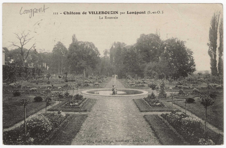LONGPONT-SUR-ORGE. - Villebouzin. Château, la roseraie. Collection Paul Allorge, 1 timbre à 5 centimes. 